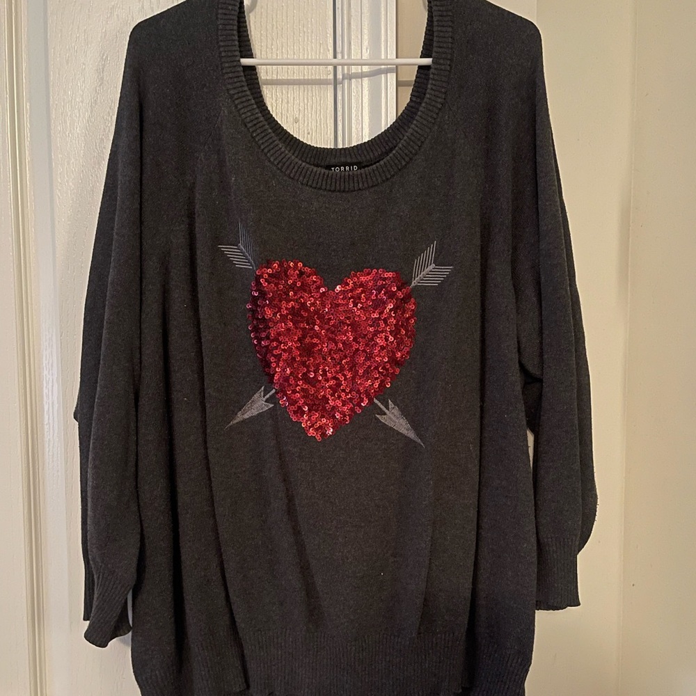 Torrid Sequin heart sweater